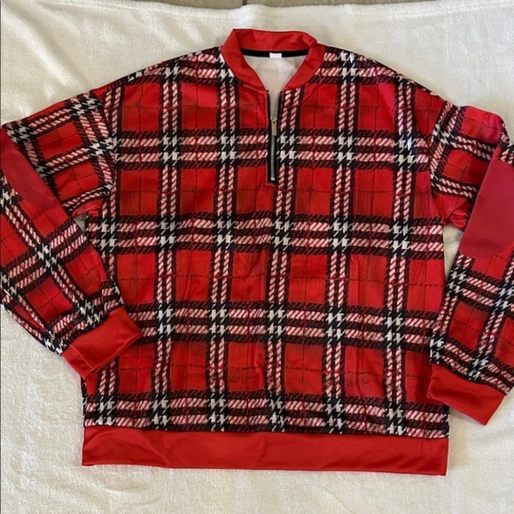 Red Plaid Men's Sweater